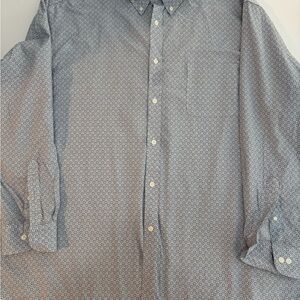 Roundtree & Yorke Light Blue Micro-Geo Button-Down Dress Shirt